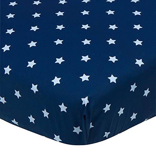 Image of Gerber Baby Boys Girls Neutral Newborn Infant Baby Toddler Nursery 100% Cotton Fitted Bedding Crib Sheet, Stars Blue, 28 inch x 52 inch