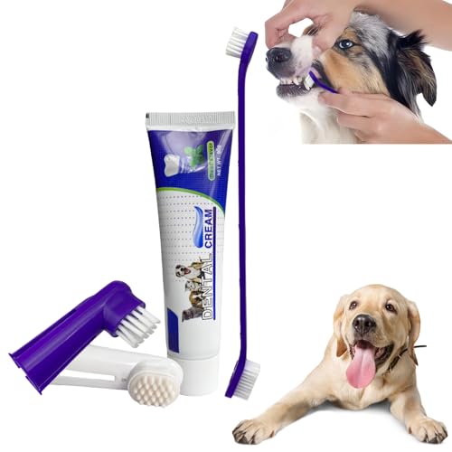 Spazzolino per Cani,Spazzolino e Dentifricio per Cani,Set Pulizia Denti Cane,Dental Care Kit Cane,Sapore di carne bovina