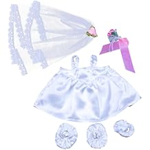 Bride Outfit with Veil & Bouquet for Plush Toy - Fits Most 6"-10" Soft Toys Wedding Dress Costume Teddy Bears, Lovable Gift for Kids