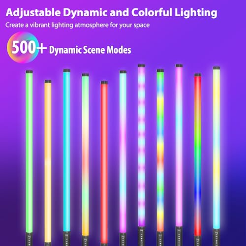 2 Pack 4ft Portable Battery Powered Tube Light 5000 mAh Handheld LED Tube Lights 120cm with Tripods, 500 Vivid Effects, for DJ Lighting, Dance, Photography, Light Painting, YouTube, Night Bar, Party by leshiou - Used condition - Image 3