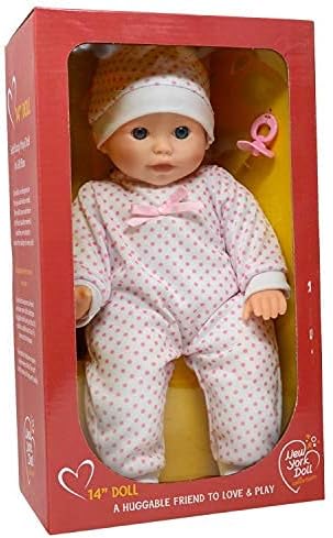 The New York Doll Collection Soft Body Caucasian Baby 14 inch/36 cm Doll - Headband fit and Pink Dress (Bonus Dummy Included) - Image 4
