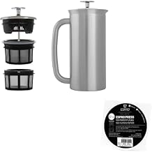 ESPRO - P7 French Press - Double Walled Stainless Steel Insulated Coffee and Tea Maker with Micro-Filter - Keep Drinks Hotter for Longer Brushed Stainless Steel, 32 Oz + ESPRO Coffee Paper Filters 100 Count
