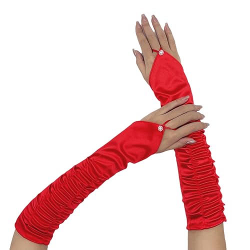 FEESHOW Women Girls Long Fingerless Opera Gloves Formal Bridal Banquet Party Wedding Mitten2