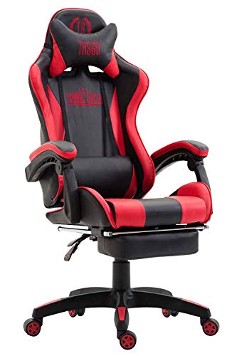 Poltrona Gaming con Poggiapiedi Ignite in Similpelle I Sedia Racing Ufficio con Cuscini Removibili, Colore:Nero/Rosso - Sedia gaming - Immagine 2