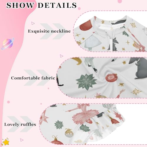 ALAZA Toddler Swimsuit Girl Bathing Suit Swimwear Rash Guard Christmas Nutcracker Ballerina Princess Long Sleeve 3T4