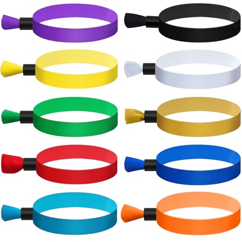 BetterJonny 100Pcs Bracelets en Tissu, Bracelets d'Identification a Boucle Plastique Réglable Bracelet d'Entrée en Tissu Bracelet d'Événement pour Événements Festivals Concerts Foires (10 Couleurs)