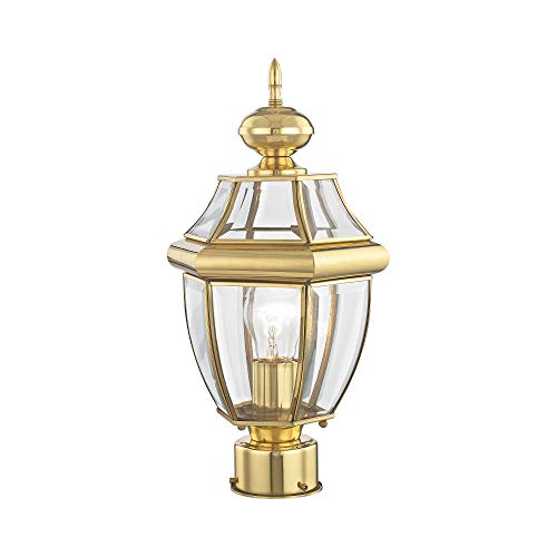 Livex Lighting 2153-02 Outdoor Post With Clear Beveled Glass Shades, Polished Brass #TOP1