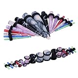 WBRWP 32pcs Ear Stretching Kit Set - Acrylic Tapers and Plugs with Double O-Ring Ear Expander Gauges