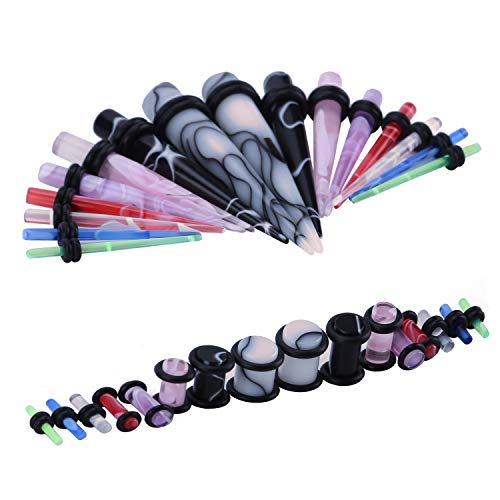Wbrwp 32Pcs Ear Stretching Kit Set - Acrylic Tapers And Plugs With Double O-Ring Ear Expander Gauges Stretcher Body Piercing Jewelry Colorful 14G-0G #TOP10