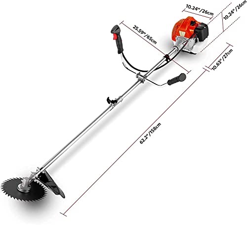 COOCHEER 58cc Gas Powered Weed Eater, 4-in-1 Weed Wacker Gas Brush Cutter Straight Shaft String Trimmer with 2 Detachable Head for Grass, Weed(2023 Upgrade)
