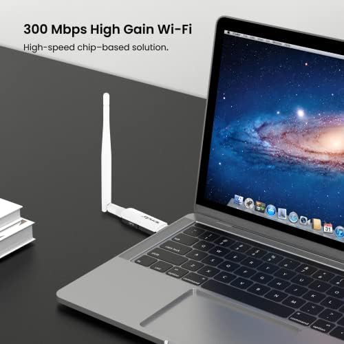 Tenda 300Mbps High Gain WiFi Dongle - Wireless N300 USB 2.0 WiFi Adapter with 3.5dBi Detachable Antenna for PC, Desktop and Laptop - Supports Windows XP/7/8/8.1/10, Mac OS 10.7-10.12, Linux (U1)