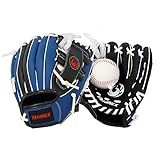 PHINIX Tee Ball Glove with Foam Baseball (Right Hand Throw-Black/Navy/White, 10 ')