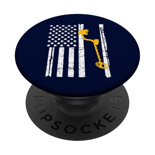 Metal Detector USA flag PopSockets PopGrip Adhesivo