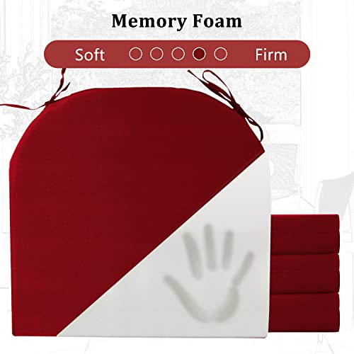 Cozyide Outdoor Chair Cushions, Waterproof Patio Seat Cushions With Adjustable Straps, Round Corner Patio Chair Cushions For Garden, Burgundy, 17X16X2 Inch (Pack Of 4) #TOP4