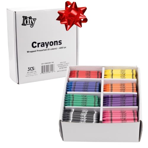 SCS Direct IDIY Wrapped Bulk Wax Crayons 480 Count- 8 Colors (60 Each) ASTM Safety Tested & Pre-Sorted for Kids, Teachers, School Classrooms, Parties, Restaurants, Non-Toxic Arts & Crafts Supplies by SCS Direct - Used condition - Image 9