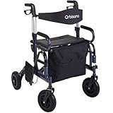 Orbisana 2-in-1 Rollator und Rollstuhl faltbar | Leichter Transportrollstuhl & Gehhilfe für Senioren | Kompakt, klappbar & ideal für Reise & Alltag | Inkl. Tasche & Stockhalter
