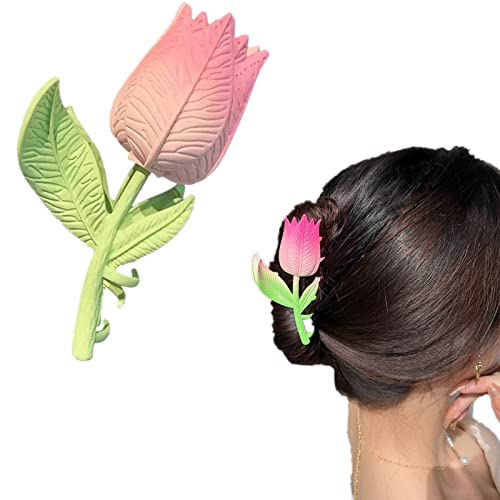Grandes Pinces à Cheveux pour Femmes, Filles, Cheveux épais et mince, Peut être porté lors de fêtes, de travail et à la maison, tulipe fleur Pinces à Cheveux Cover