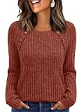 LILLUSORY Womens Tops Long Sleeve Shirts Fall Lightweight Sweaters Caramel M