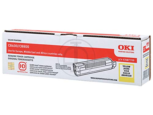 Toner jaune OKI C 8600 DN (43487709) d'origine haute capacité de 6000 pages