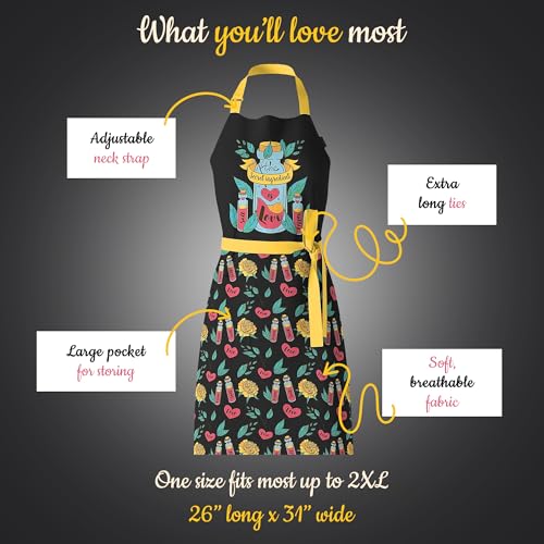 VITA ELEGANTE Waterproof Apron for Adults – Adjustable Fit with Deep Pockets, Stylish Cooking & Baking Apron for Women and Men – Durable, Machine-Washable Gift for Home Chefs - Thumbnail 6