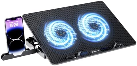 Lapcare Chillmate Powerful Laptop Cooler Pad with Dual 125mm Fans, Silent Operation Noiseless Fan, Dual USB Ports, 5 Step Retractable Stand and Removable Mobile Holder
