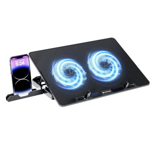 Image of Lapcare Chillmate Powerful Laptop Cooler Pad with Dual 125mm Fans, Silent Operation Noiseless Fan, Dual USB Ports, 5 Step Retractable Stand and Removable Mobile Holder