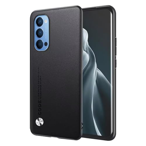 EASSGU Funda para OPPO Reno4 5G (6.43' Inches), Carcasa de Teléfono de Estilo Empresarial con Respaldo de PU Cuero - Negro