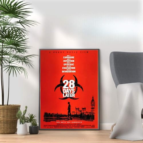 28 Days Later, Horror Movie Print, Scary Thriller Film Poster, A4 and A3 Size Frame Options Available,Great Home, Pub, Café, Bar Wall Art Print, House gift for horror lovers (A3 Print Only)