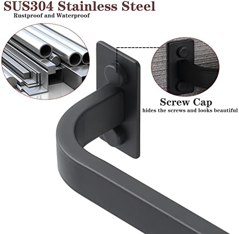 Mooche Towel Rail 25CM Matte Black Hand Towel Holder Wall Mounted, SUS304 Stainless Steel Single Towel Rail for Bathroom Kitchen Home
