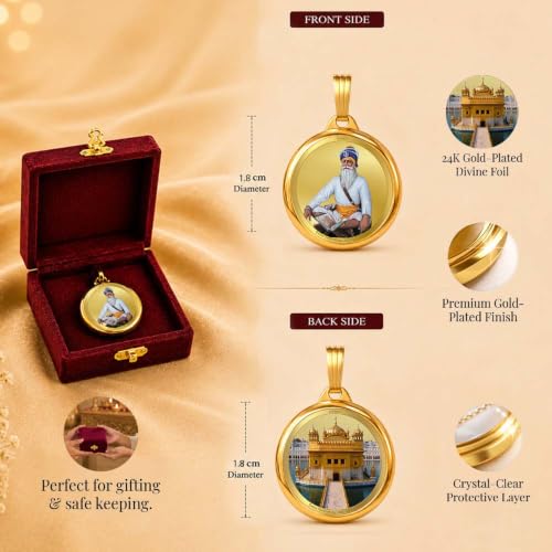 Image of DIVINITI 24K Gold Plated Double-Sided Religious Pendant with Premium Gift Box, Spiritual Locket for Men & Women, Devotional Jewellery for Gifting & Everyday Wear
