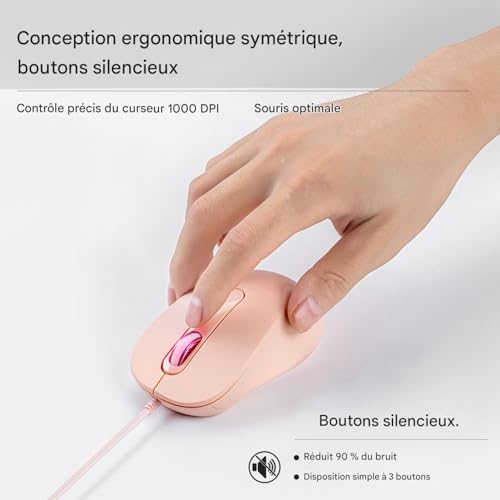 Ratón con cable ergonómico y silencioso para trabajar en casa 6