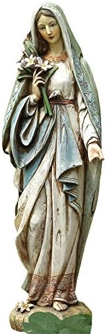 Blessed Virgin Mary Mother Madonna Lilies Garden Statue