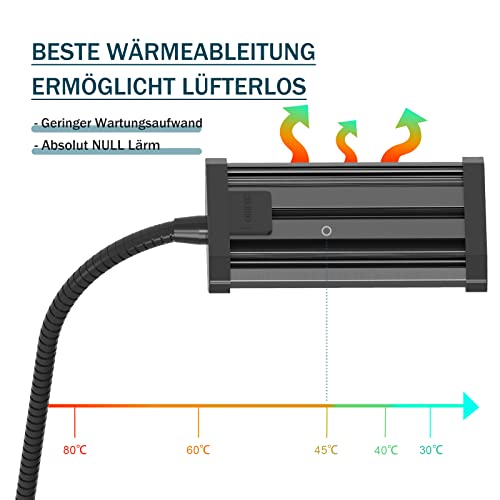 Aquarium Lampe, 10W Mini Aquarium LED Beleuchtung, 4-Kanal WiFi und Line Controller Dimmbares Fischlicht mit verstellbarem Schwanenhals, Meerwasserpflanze Nano Kleinfischbecken(BA10-F) – Bild 3