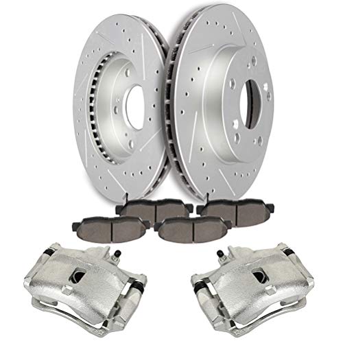 SCITOO Front Brake Kit [4] Brake Pads [2] Brake Rotors [2] Brake Disc Calipers w/Bracket Compatible With For Honda For Civic 2006-2011 by SCITOO - Used condition - US$88.00