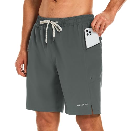 HODOSPORTS Mens Swim Trunks No Mesh Liner Mens Board Shorts 9 Inch Quick-Dry Bathing Suits with Zipper Pockets