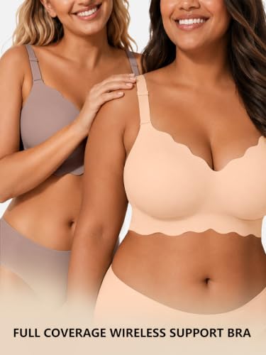 Image of COCOMARTS Jelly Bras for Women No Underwire Scalloped Wireless Push Up Bra
