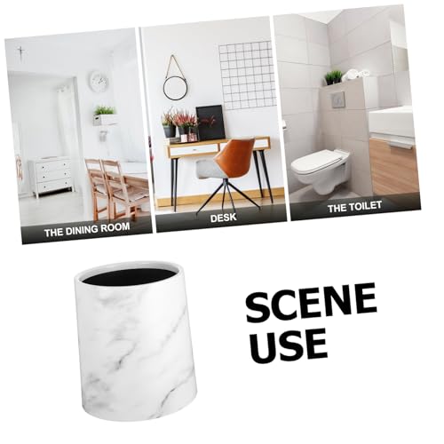 HOLIDYOYO Marble Trash Can Round Garbage Bin 8L Double Layer Waste Basket Container for Kitchen Bathroom Home Office Hotel White by HOLIDYOYO - Image 4