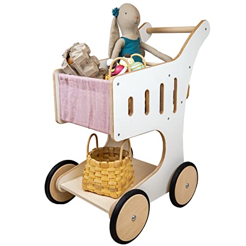 Meppi Einkaufswagen Lollipop aus Holz für Kaufladen - Kinderkaufladen Zubehör (Lollipop - rosa)