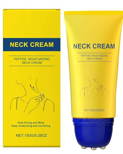 Nascence Neck Firming Cream with Roller，Anti-Aging Neck & Chest Cream with Multi-Peptide, Collagen, Hyaluronic Acid, Carnosine, Ceramide, Hydrating & Tightening & Lifting Cream (orange)