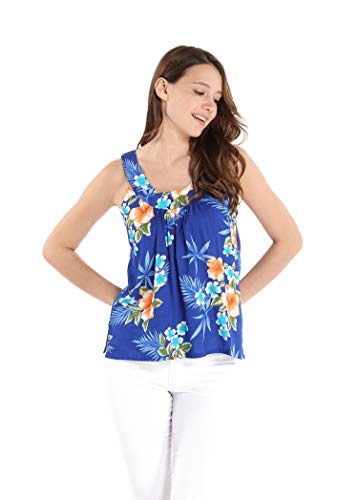 Image of Matchable Family Hawaiian Luau Men Women Girl Boy Clothes in Hibiscus Blue