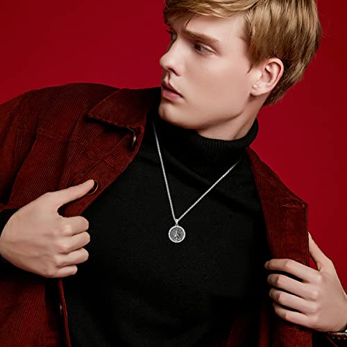 St Michael Necklace For Men 925 Sterling Silver Round Saint Archangel Michael Medal Medallion Protection Jewelry #TOP2