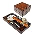 Cenicero Cenicero De Cigarrillos Cenicero portátil plegable de acero inoxidable con ranura for humo Soild Wood Cigar Cenicero con cortador de cigarros Cenicero para puros para uso en interiores o exte