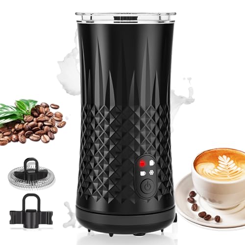 Milk Frother Electric, Automatic Frother and Milk Steamer, Hot & Cold Milk Warmer, 240ml, Temperature Control Auto Shut-Off, for Coffee, Latte, Cappuccino, Chocolate (Black)