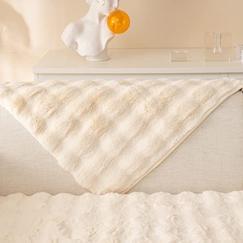 Okyuk Soft Chenille Sofa Couch Cover Non Slip Sectional Couch Cover Sofa Slipcovers Thick Rabbit Plush Washable Furniture Protector For Kids, Pets (Beige, P-30 * 50Cm) #TOP5