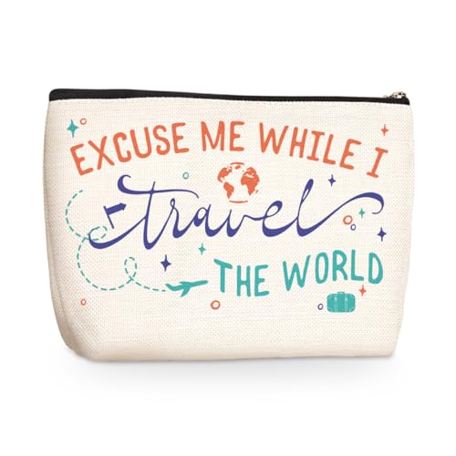 Funny Travel Gifts for Women Makeup Bag Travel Essentials Cosmetic Bag Travel Toiletry Bag Flight Vacation Gifts for Travel Lovers Sister Mom Travelers Girls Trip Birthday Mothers Day Anniversary