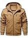 HOOD CREW Winterjacken für Herren Warme Fleecejacke Baumwolle Mantel mit Kapuze Übergangsjacke Militär Cargojacke mit Taschen Khaki XL