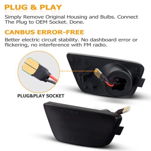 Gempro Led Side Marker Light Assembly For Chevy Cruze 2011-2015 White Side Fender Blinker Lamps 2Pcs (Smoked Len) #TOP3