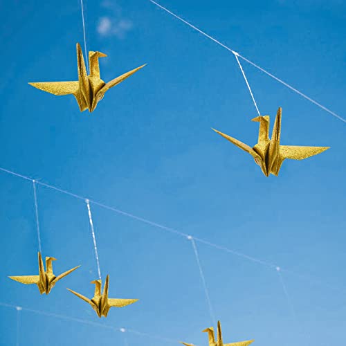 Miniatura 6 de Wandic Grúas De Papel De Origami, 50 Piezas Hechas A Mano Dobladas De Papel De Origami, Guirnalda De Grúa Para Bodas, Fiestas, Telón De Fondo, Decoración Del Hogar, Con Purpurina, Dorado