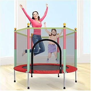Trampoline with Safety Enclosure Net, 5 FT Round Bounce Jumper for Indoor/Outdoor, Built-in