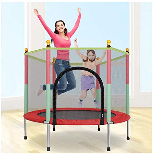 Trampoline with Safety Enclosure Net, 5 FT Round Bounce Jumper for Indoor/Outdoor, Built-in